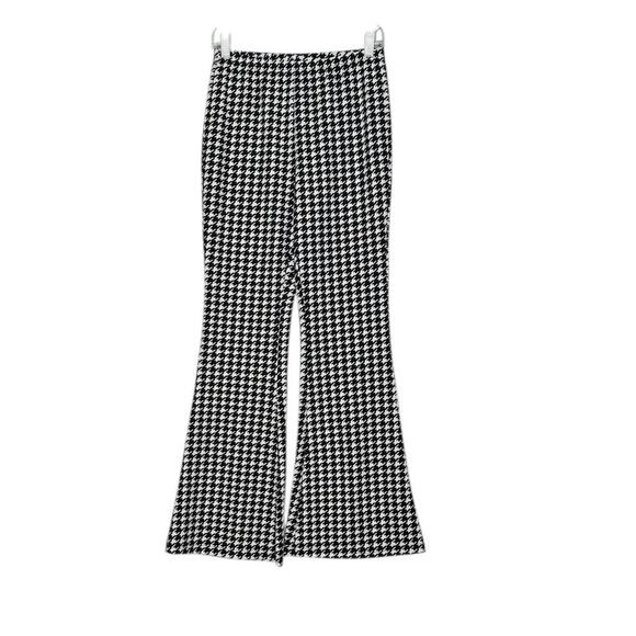 SHEIN black white houndstooth flare pull on pants size Medium - Picture 1 of 9